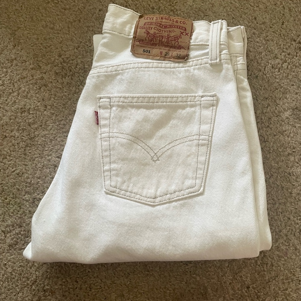 Vintage 501 Levi's White Jeans 29X32